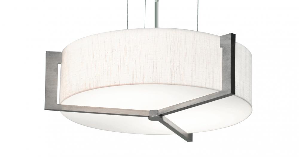 Apex 14&#39;&#39; LED Pendant - Weathered Grey Finish - Linen White Shade