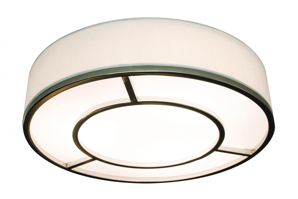 Reeves - LED 16&#39;&#39; Flush Mount - Satin Nickel Finish - White Linen Shade