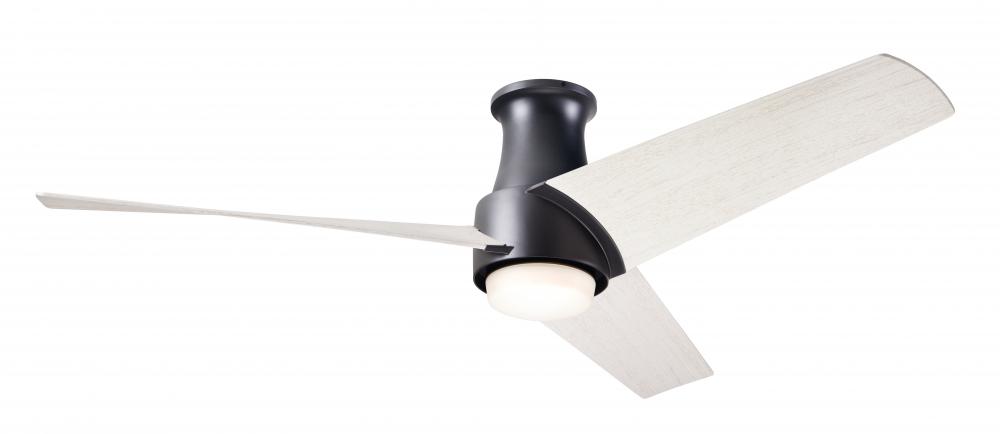 Ambit Flush DC Fan- Matte Black Finish; 56&#34; Whitewash Blades; 17W LED (Matte Black Trim)