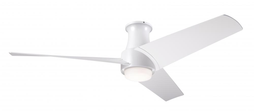 Ambit Flush DC Fan- Matte White Finish; 56&#34; Matte White Blades; 17W LED (Matte White Trim)