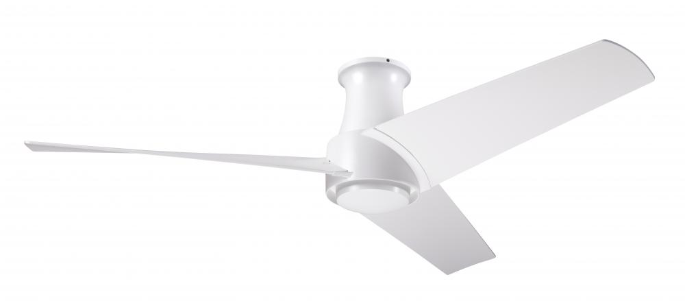 Ambit Flush DC Fan- Matte White Finish; 56&#34; Matte White Blades; No Light; Wall Control