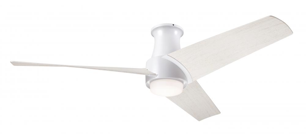 Ambit Flush DC Fan- Matte White Finish; 56&#34; Whitewash Blades; 17W LED (Matte White Trim)