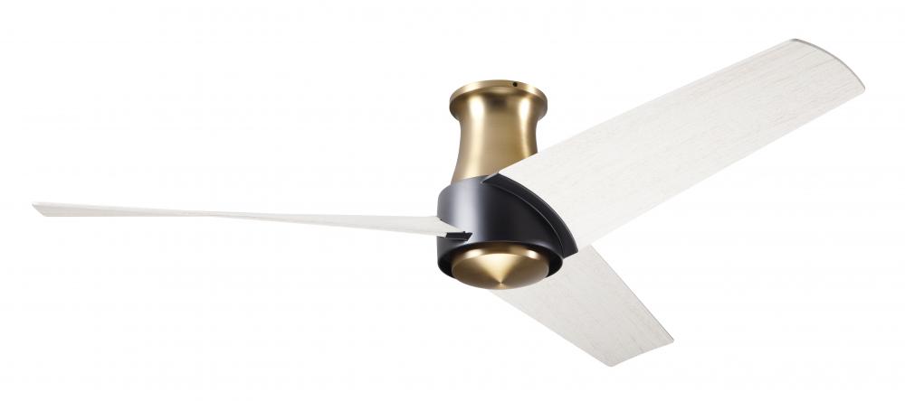 Ambit Flush DC Fan- Satin Brass/Matte Black Finish; 56&#34; Whitewash Blades; No Light; Wall Control