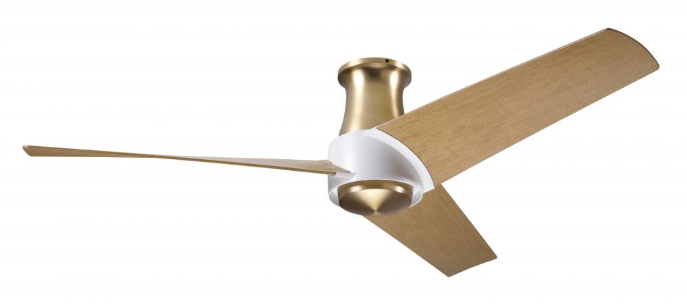 Ambit Flush DC Fan- Satin Brass/Matte White Finish; 56&#34; Maple Blades; No Light; Wall Control