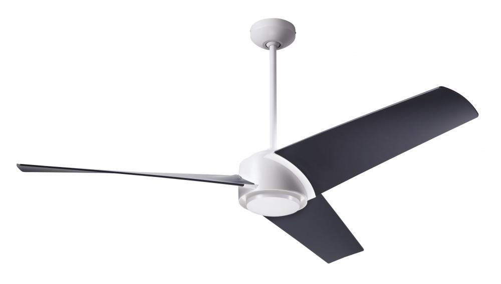 Ambit DC Fan- Matte White Finish; 56&#34; Matte Black Blades; No Light; Remote Control