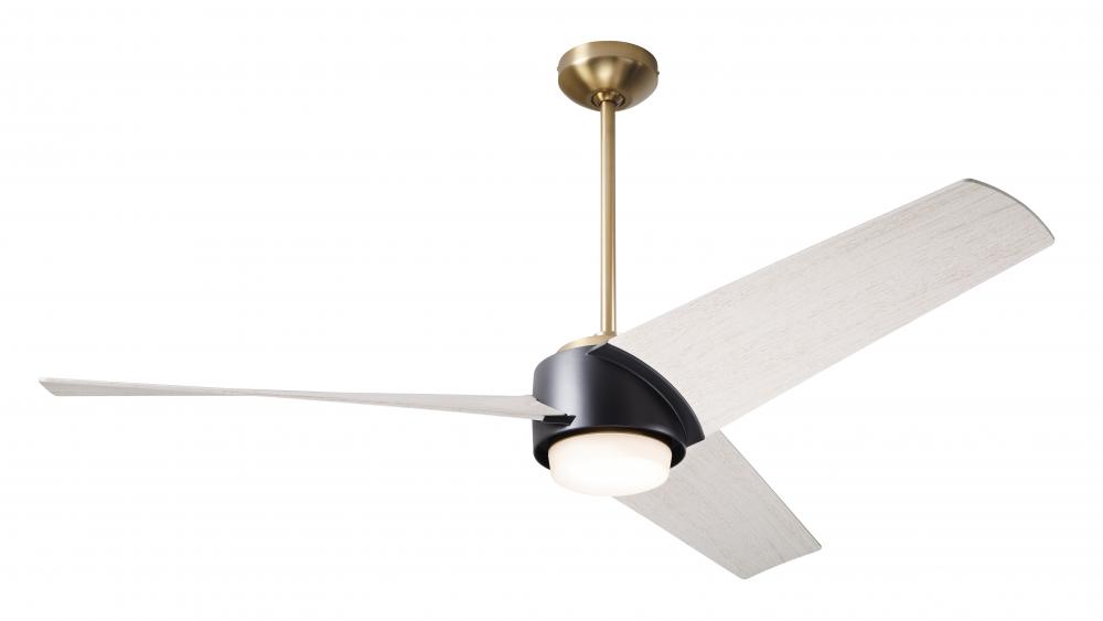 Ambit DC Fan- Satin Brass/Matte Black Finish; 56&#34; Whitewash Blades; 17W LED (Satin Brass Trim)