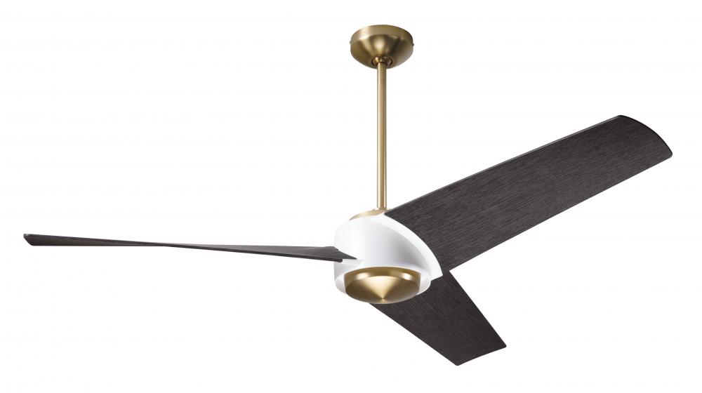 Ambit DC Fan- Satin Brass/Matte White Finish; 56&#34; Ebony Blades; No Light; Wall Control