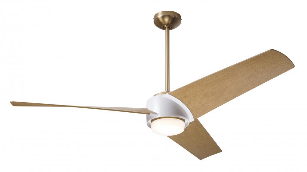 Ambit DC Fan- Satin Brass/Matte White Finish; 56&#34; Maple Blades; 17W LED (Satin Brass Trim)