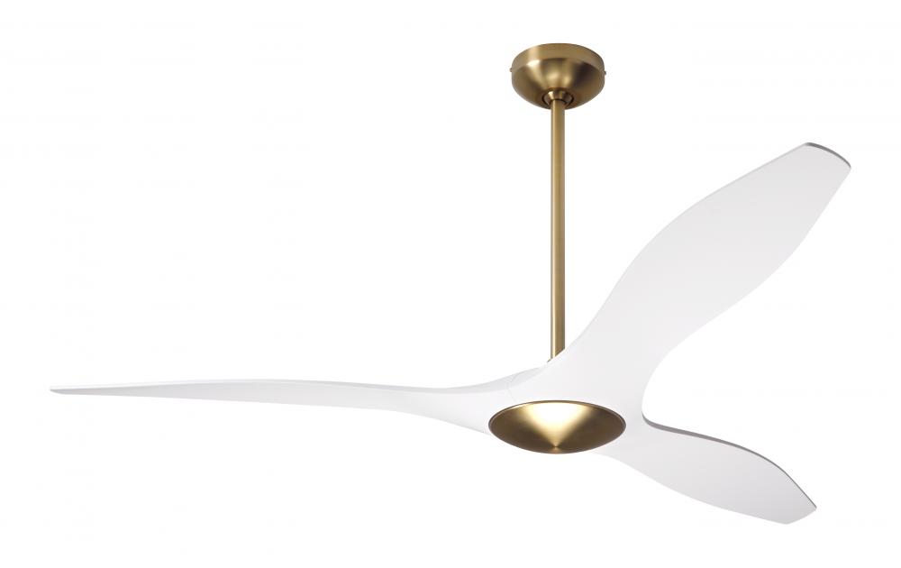 IC/Brisa DC Fan- Satin Brass/Matte White Finish; 56&#34; Matte White Blades; No Light; Wall Control