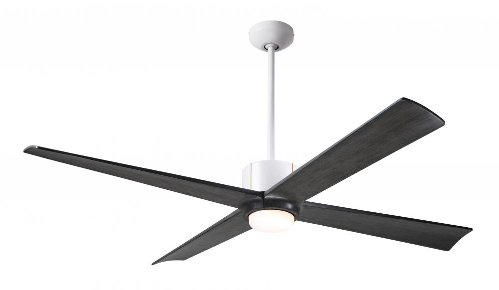 Nouveau DC Fan; Matte White Finish w/ Brass; 56&#34; Ebony Blades; 17W LED; Remote Control