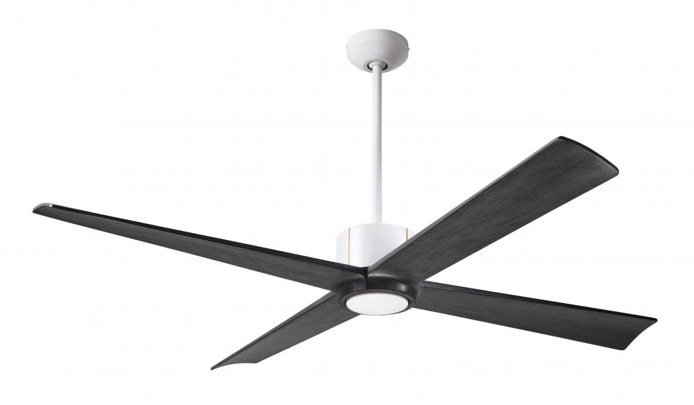 Nouveau DC Fan; Matte White Finish w/ Brass; 56&#34; Ebony Blades; No Light; Wall Control