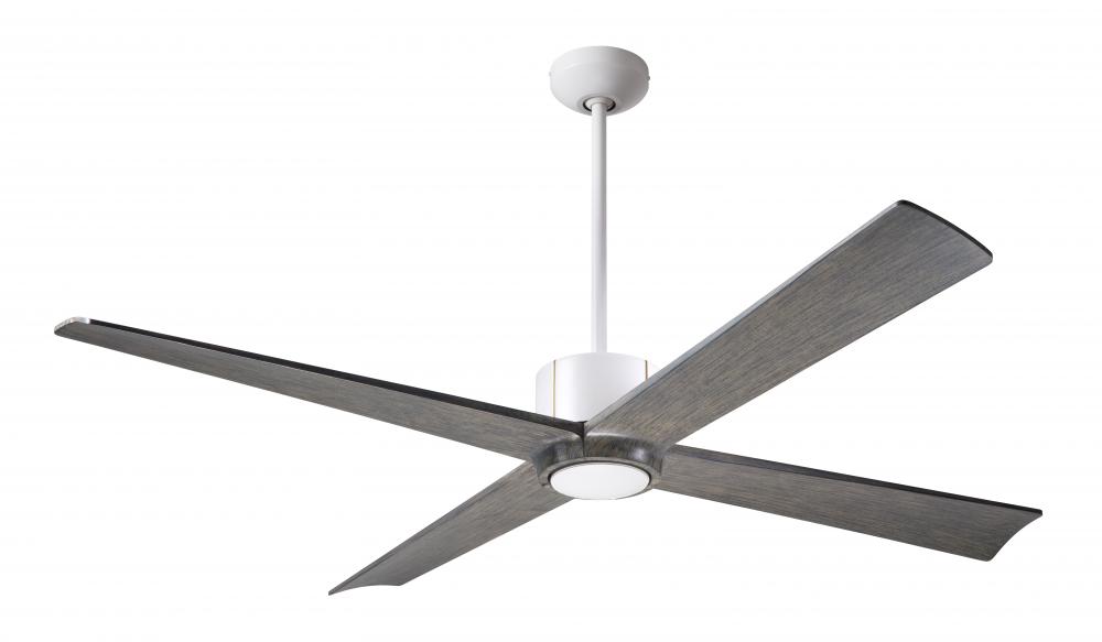 Nouveau DC Fan; Matte White Finish w/ Brass; 56&#34; Graywash Blades; No Light; Wall Control