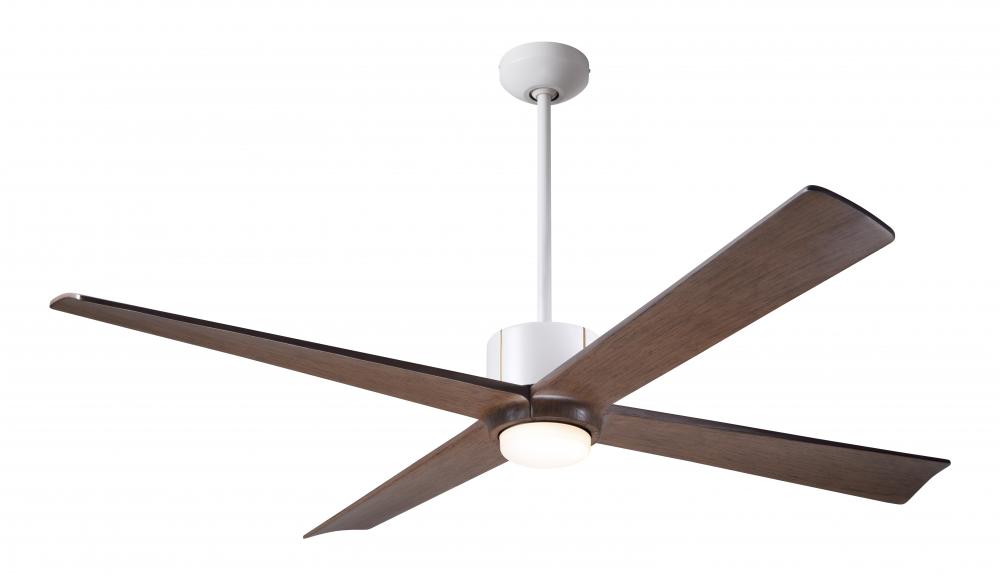 Nouveau DC Fan; Matte White Finish w/ Brass; 56&#34; Mahogany Blades; 17W LED; Remote Control