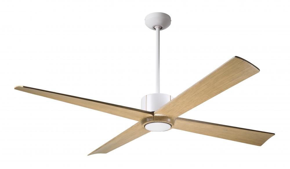 Nouveau DC Fan; Matte White Finish w/ Brass; 56&#34; Maple Blades; No Light; Wall Control