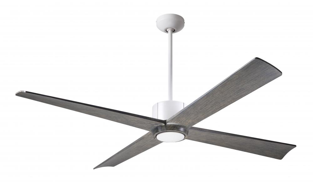 Nouveau DC Fan; Matte White Finish w/ Graphite; 56&#34; Graywash Blades; No Light; Wall Control