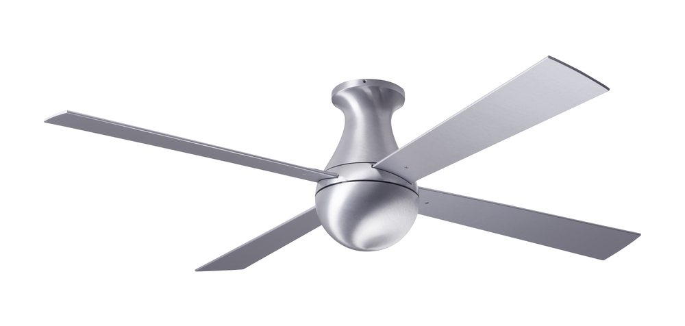 Ball Flush Fan; Brushed Aluminum Finish; 52&#34; Aluminum Blades; No Light; Fan Speed Control