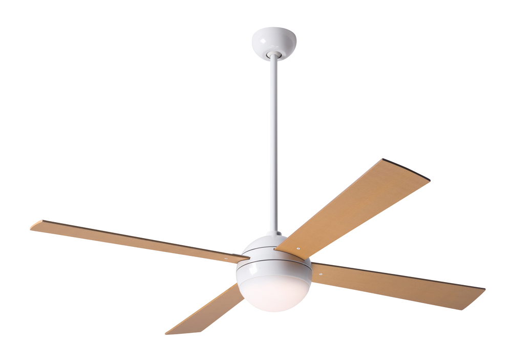 Ball Fan; Gloss White Finish; 42&#34; Maple Blades; 20W LED; Wall Control with Remote Handset (2-wir