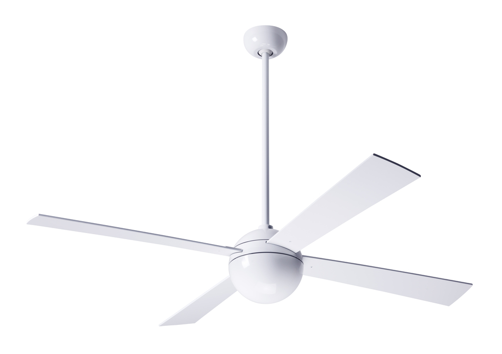 Ball Fan; Gloss White Finish; 52&#34; White Blades; No Light; Wall Control with Remote Handset (2-wi