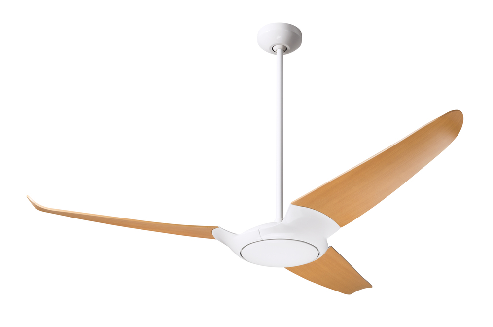 IC/Air (3 Blade ) Fan; Gloss White Finish; 56&#34; Maple Blades; No Light; Wall Control