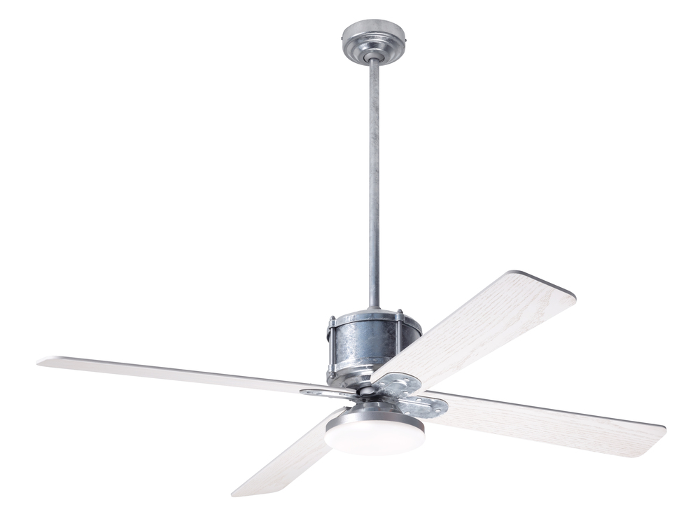 Industry DC Fan; Galvanized Finish; 50&#34; Whitewash Blades; 20W LED Open; Wall/Remote Combo Contro