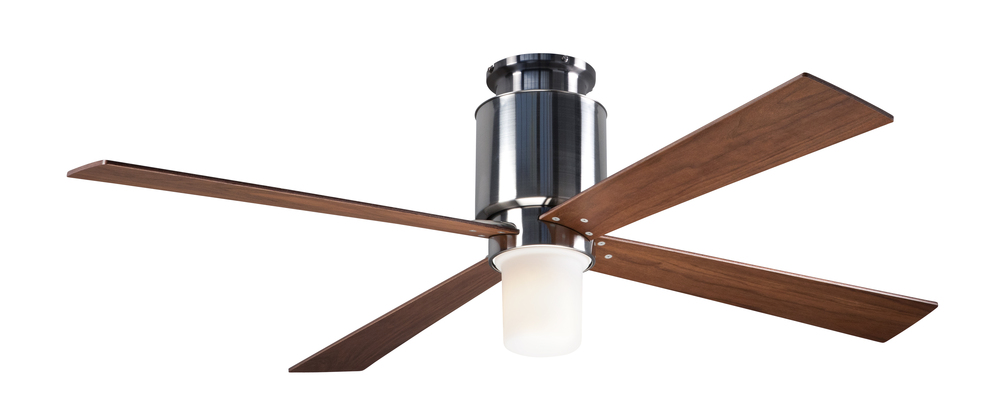 Lapa Flush Fan; Bright Nickel Finish; 50&#34; Mahogany Blades; 17W LED; Fan Speed and Light Control