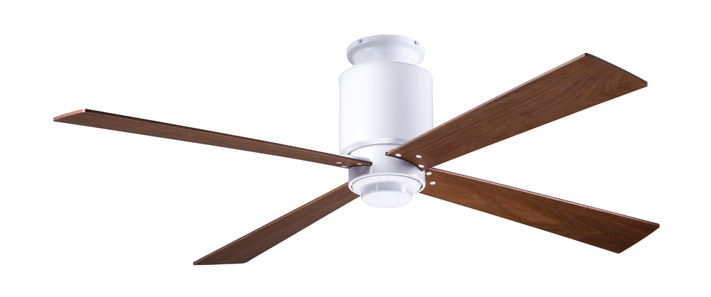 Lapa Flush Fan; Gloss White Finish; 50&#34; Mahogany Blades; No Light; Fan Speed Control