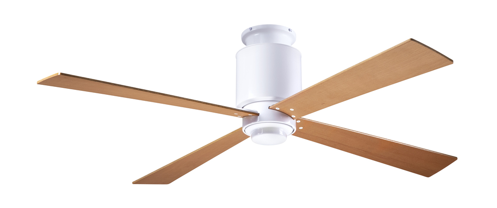 Lapa Flush Fan; Gloss White Finish; 50&#34; Maple Blades; No Light; Wall Control with Remote Handset