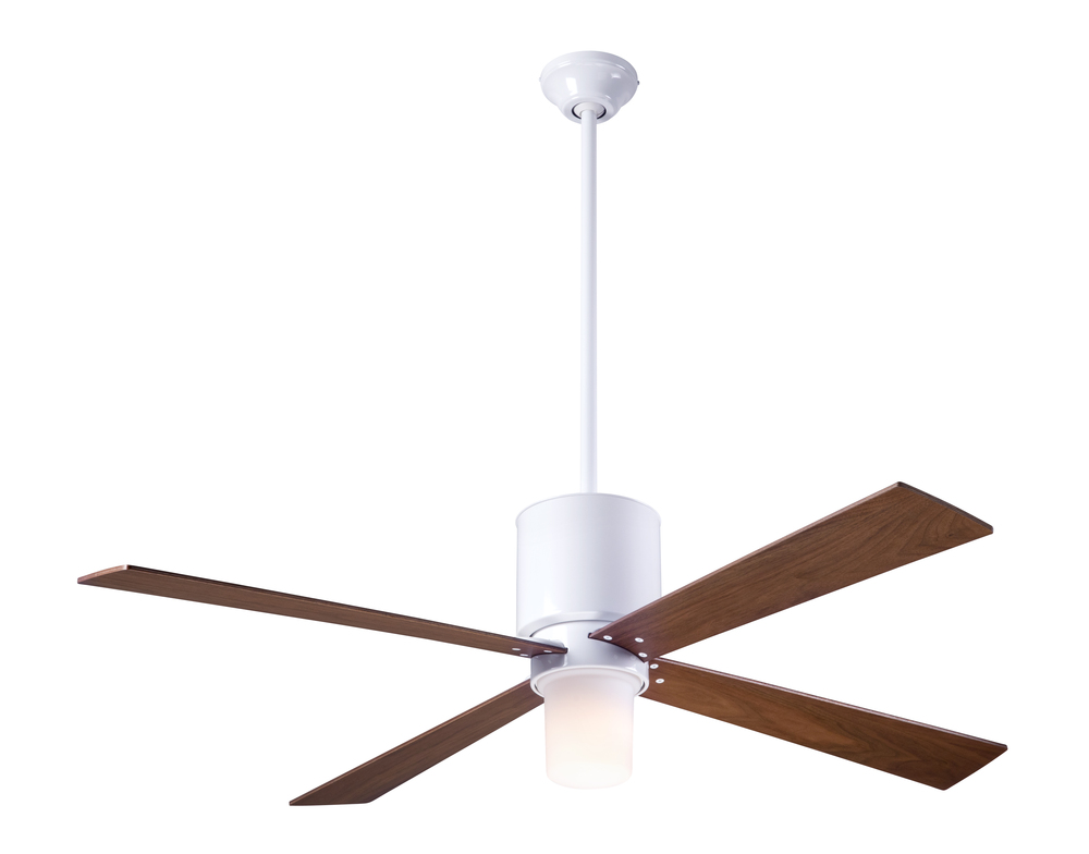 Lapa Fan; Gloss White Finish; 50&#34; Mahogany Blades; 17W LED; Wall Control with Remote Handset (2-