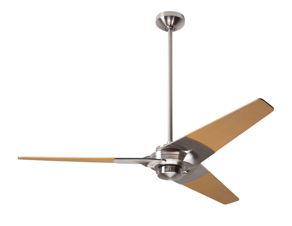 Torsion Fan; Bright Nickel Finish; 52&#34; Maple Blades; No Light; Fan Speed and Light Control (3-wi