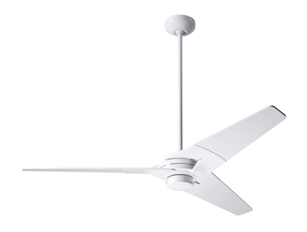 Torsion Fan; Gloss White Finish; 52&#34; Nickel Blades; No Light; Fan Speed Control