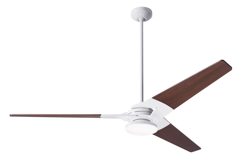 Torsion Fan; Gloss White Finish; 62&#34; Mahogany Blades; 20W LED; Wall Control with Remote Handset