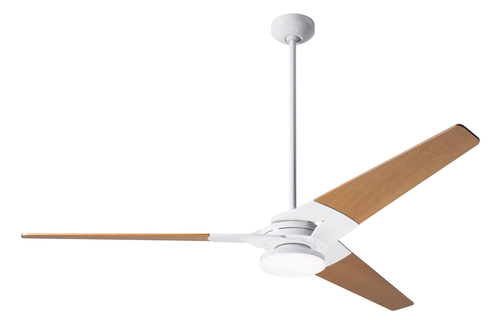 Torsion Fan; Gloss White Finish; 62&#34; Maple Blades; 20W LED; Fan Speed and Light Control (3-wire)