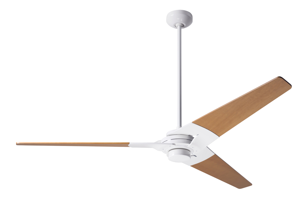 Torsion Fan; Gloss White Finish; 62&#34; Maple Blades; No Light; Fan Speed and Light Control (2-wire