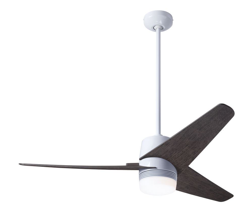 Velo DC Fan; Gloss White Finish; 48&#34; Ebony Blades; 17W LED; Wall Control