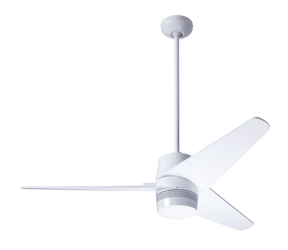 Velo DC Fan; Gloss White Finish; 48&#34; Nickel Blades; No Light; Wall Control