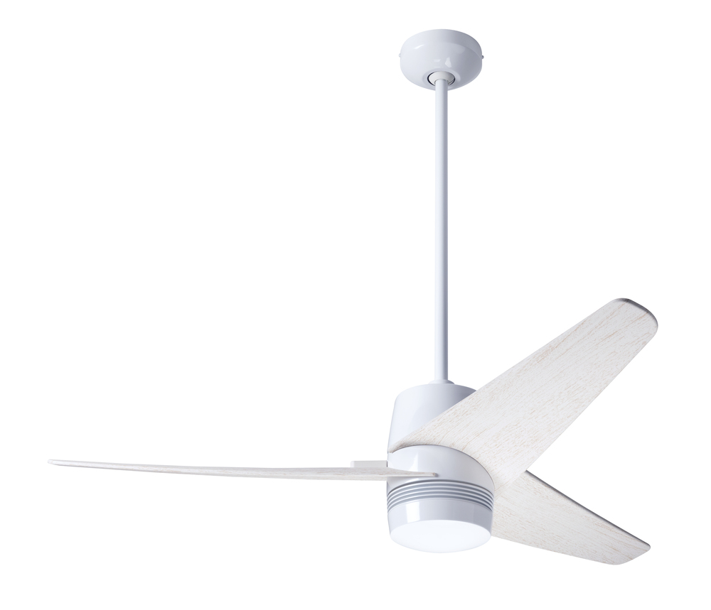 Velo DC Fan; Gloss White Finish; 48&#34; Whitewash Blades; No Light; Wall Control