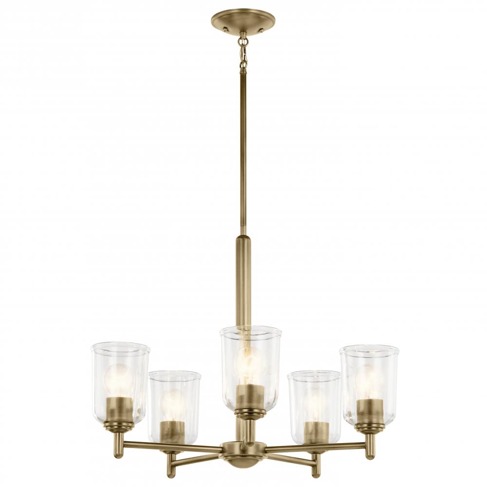 Shailene 15.25&#34; 5-Light Chandelier with Clear Glass in Natural Brass