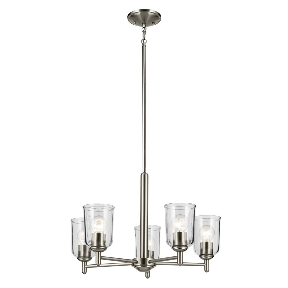 Shailene 15.25&#34; 5-Light Chandelier with Clear Glass in Brushed Nickel