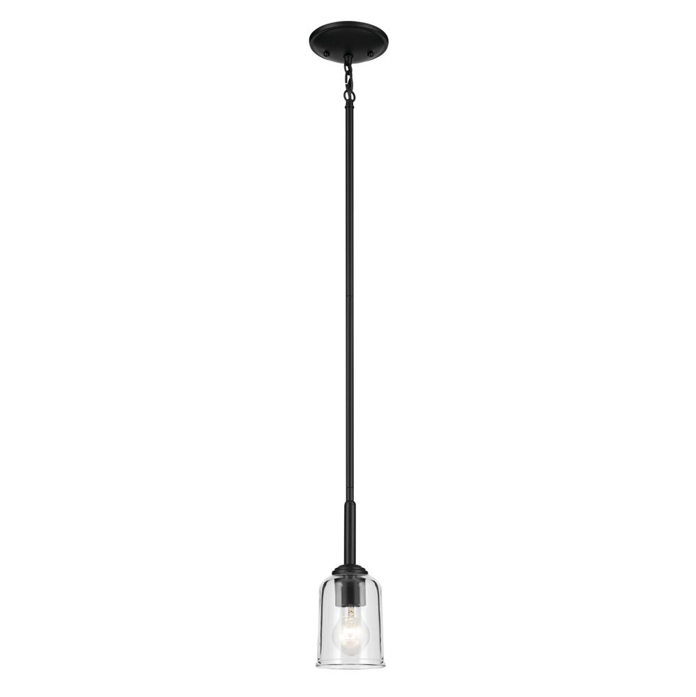 Shailene 11.25&#34; 1-Light Mini Bell Pendant with Clear Glass in Black