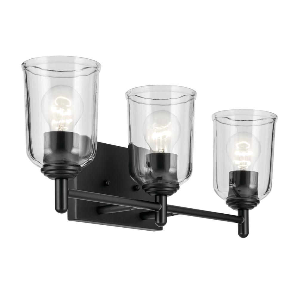 Shailene 21&#34; 3-Light Vanity Light with Clear Glass in Black