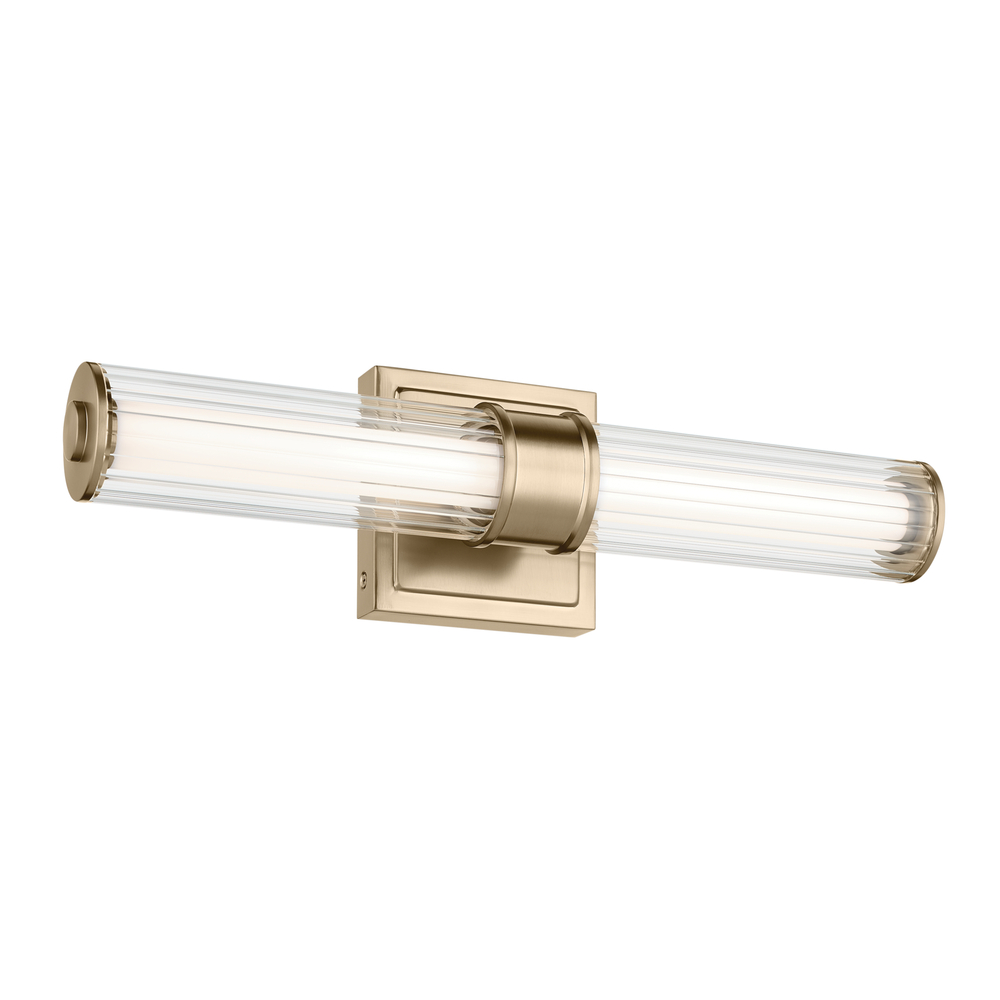 Laurene 18.5&#34; Linear Bath Bar Small LED with Clear Fluted Glass in Champagne Bronze