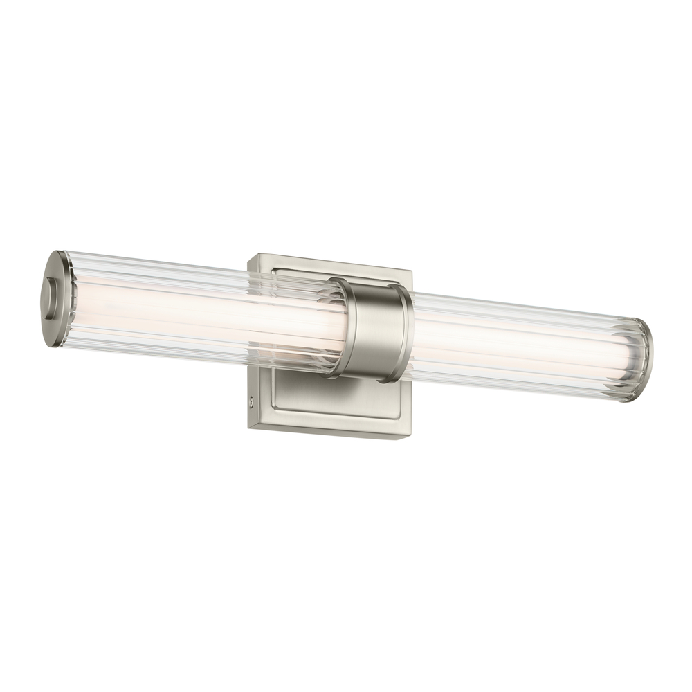 Laurene 18.5&#34; Linear Bath Bar Small LED with Clear Fluted Glass in Brushed Nickel