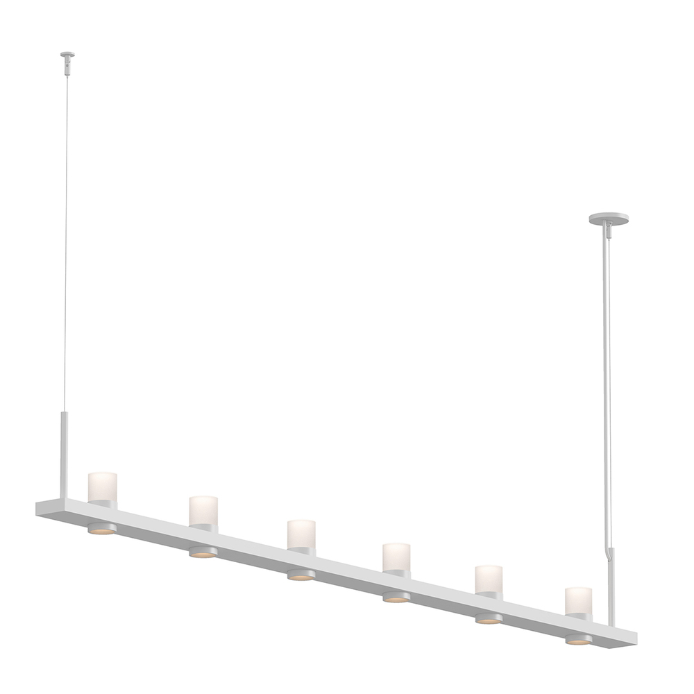 8&#39; Linear LED Pendant with Etched Cylinder Uplight Trim