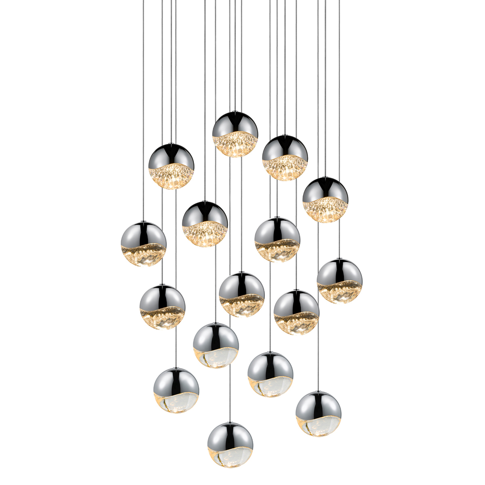 16-Light Square Large LED Pendant