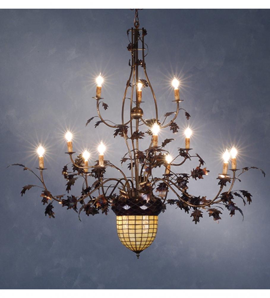 60&#34; Wide Greenbriar Oak 12 Arm Chandelier