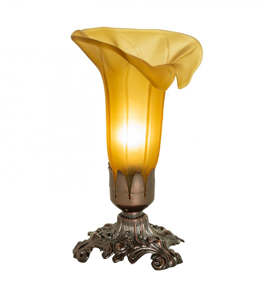 8&#34; High Amber Tiffany Pond Lily Victorian Accent Lamp