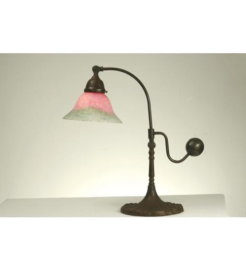 19&#34; High Counter Balance Pink and Green Pate-De-Verre Accent Lamp