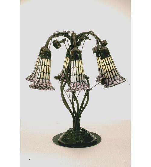 19&#34; High Stained Glass Pond Lily 6 Light Table Lamp