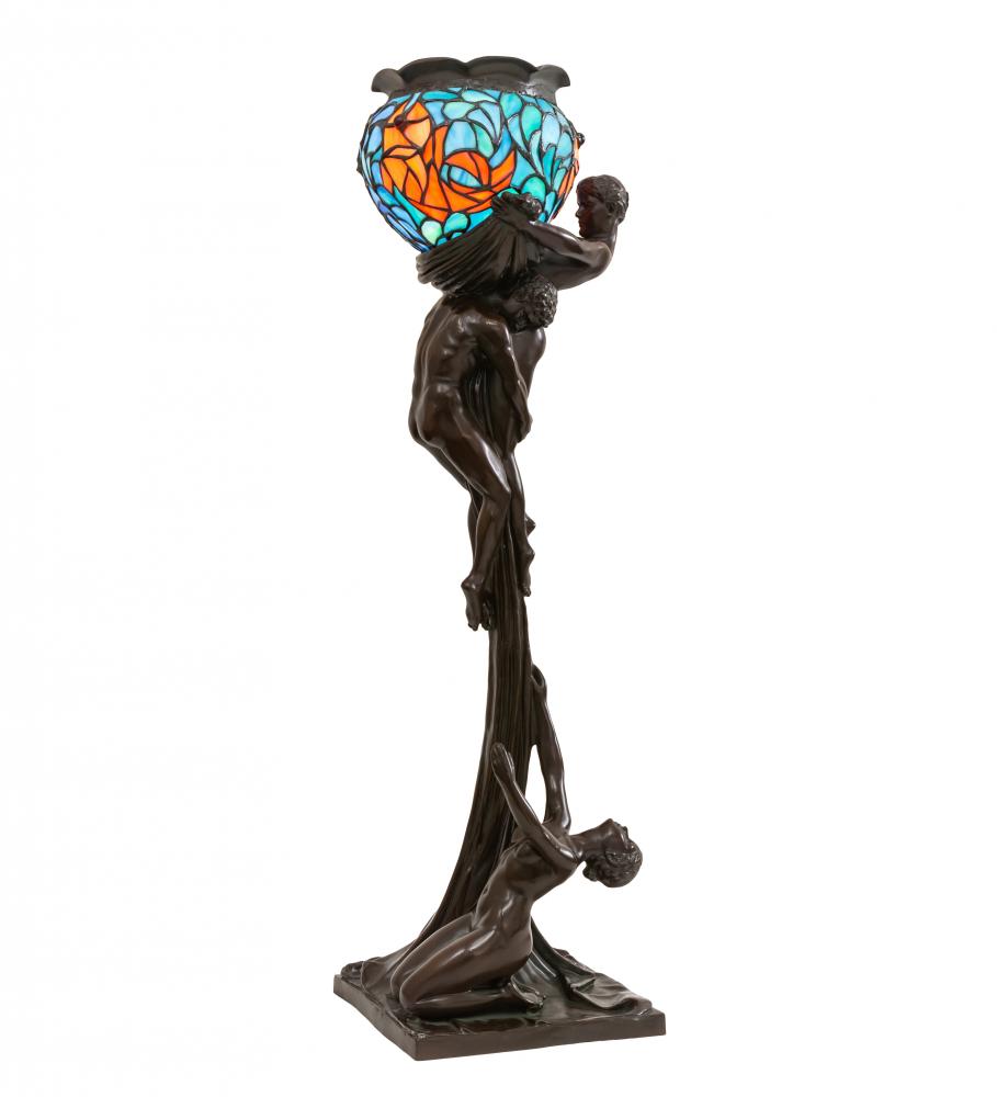 35&#34; High Lovers&#39; Trangle W/Tiffany Goldfish Table Lamp