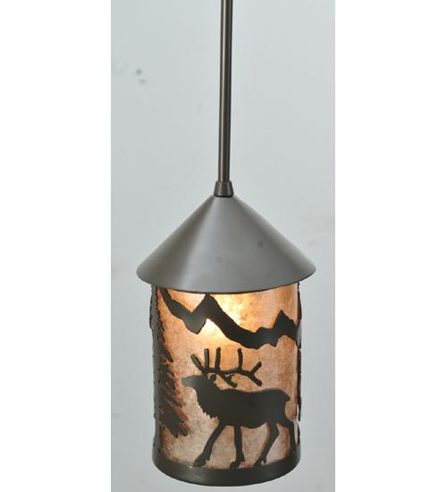 6&#34; Wide Lone Elk Lantern Mini Pendant